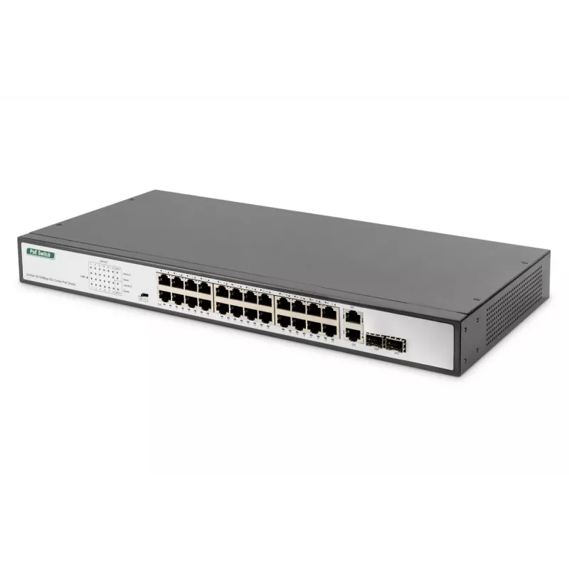 DIGITUS 24 prievadų spartusis eterneto PoE komutatorius, 2G Combo TP/SFP, 390 W