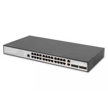 DIGITUS L2 valdomas Gigabit Ethernet komutatorius 24 prievadų + 2 kombinuoti ir 2 SFP aukštyninio ryšio prievadai