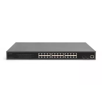 DIGITUS Gigabit Ethernet komutatorius su PoE injektoriumi 24 prievadų L2 valdomas 2 SFP įkėlimo