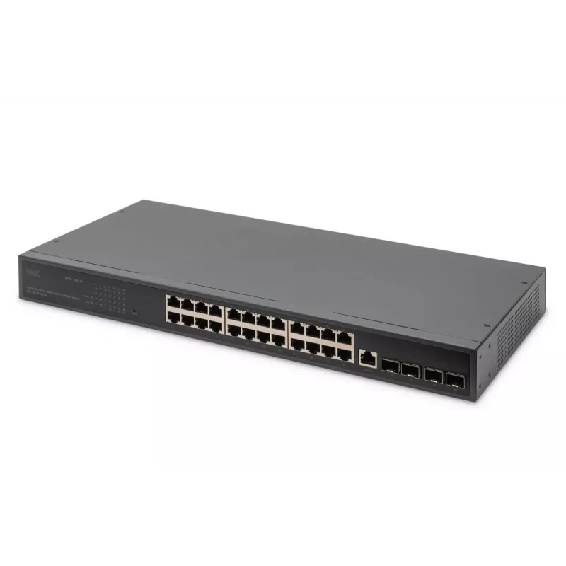DIGITUS komutatorius 24 prievadų GE 4 SFP+ UPLINK L2+ 10/100/1000