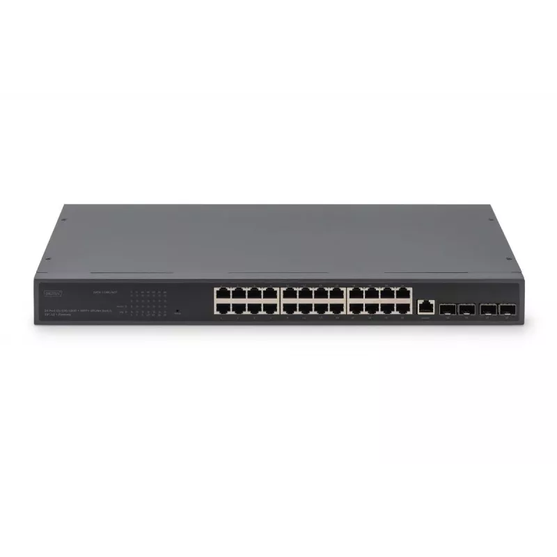 DIGITUS komutatorius 24 prievadų GE 4 SFP+ UPLINK L2+ 10/100/1000