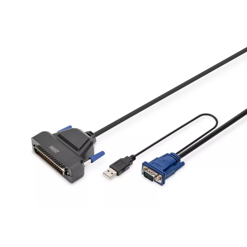 DIGITUS modulinė 43,2 cm (19 col.) HD TFT konsolė su 1 VGA prievadu. RAL 9005 juoda - GE klaviatūra