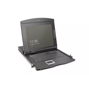 DIGITUS modulinė 43,2 cm (19 col.) HD TFT konsolė su 8 prievadų KVM. RAL 9005 juoda - GE klaviatūra