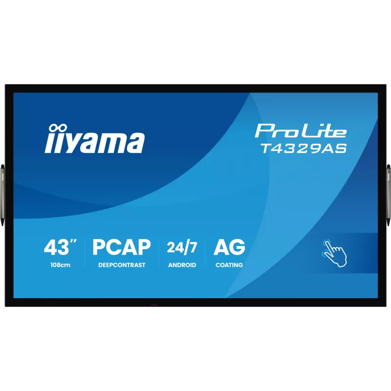 „iiyama T4329AS-B1AG“ kompiuterio monitorius 108 cm (42,5 colio) 3840 x 2160 pikselių 4K Ultra HD LED jutiklinis ekranas juodos spalvos