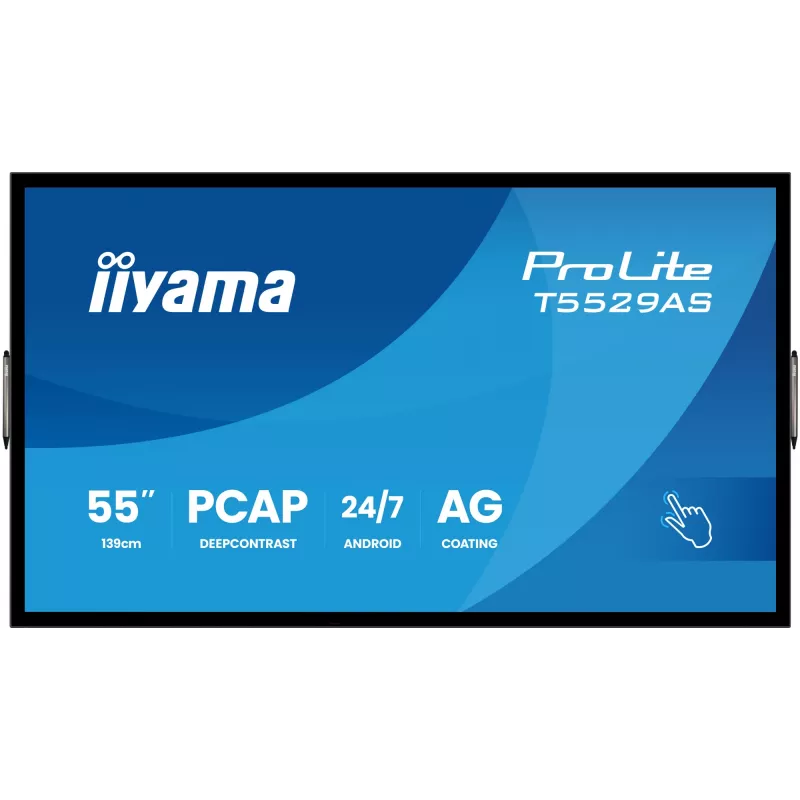 „iiyama T5529AS-B1AG“ reklaminis ekranas kiosko dizainas 138,7 cm (54,6 colio) LED Wi-Fi 450 cd/m² 4K Ultra HD juodas lietimui jautrus ekranas su integruotu procesoriumi Android 24/7