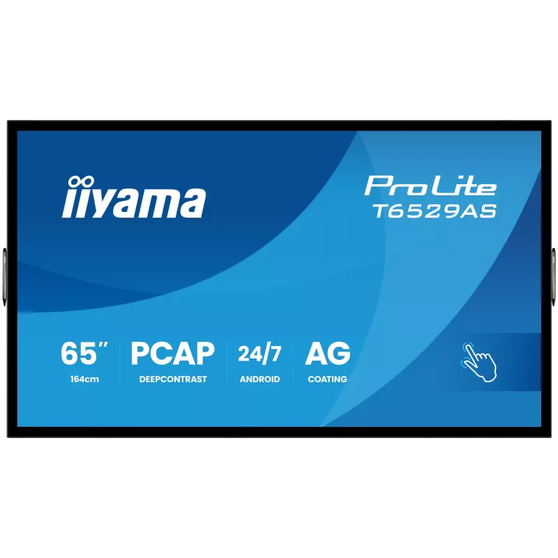 „iiyama T6529AS-B1AG“ reklaminis ekranas kiosko dizainas 163,8 cm (64,5 colio) LED Wi-Fi 420 cd/m² 4K Ultra HD juodas jutiklinis ekranas su integruotu procesoriumi Android 24/7