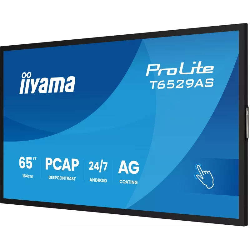 „iiyama T6529AS-B1AG“ reklaminis ekranas kiosko dizainas 163,8 cm (64,5 colio) LED Wi-Fi 420 cd/m² 4K Ultra HD juodas jutiklinis ekranas su integruotu procesoriumi Android 24/7