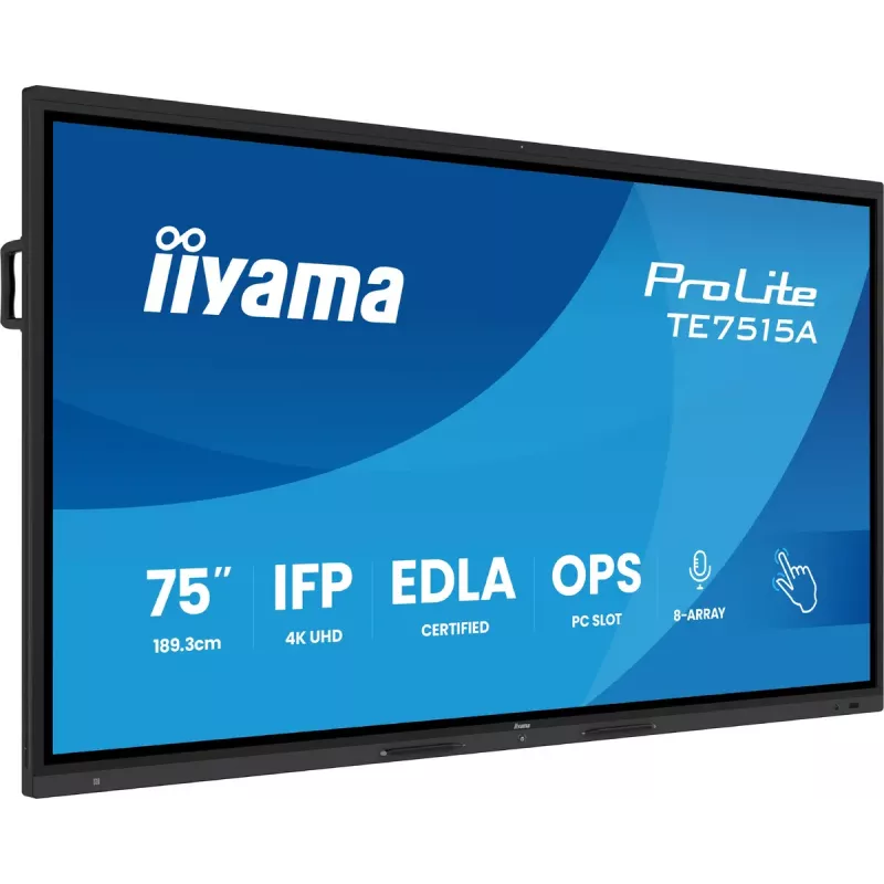 Skaitmeninės reklamos plokščiasis ekranas iiyama TE7515A-B1AG 74,5 col. liečiamuoju ekranu 4K Ultra HD
