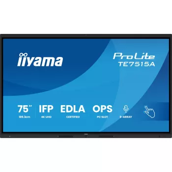 Skaitmeninės reklamos plokščiasis ekranas iiyama TE7515A-B1AG 74,5 col. liečiamuoju ekranu 4K Ultra HD