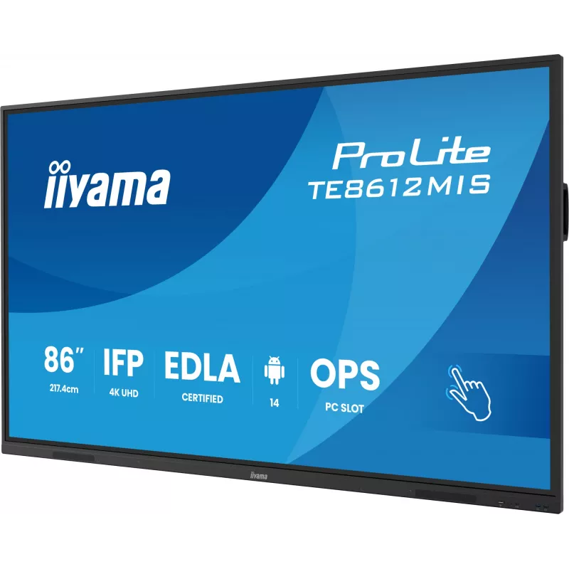 iiyama TE8612MIS-B4AG Signage Display Kiosk dizainas 2,17 m (85,6 colio) LCD Wi-Fi 400 cd/m² 4K Ultra HD Juodas Liečiamasis ekranas Integruotas procesorius Android 24/7