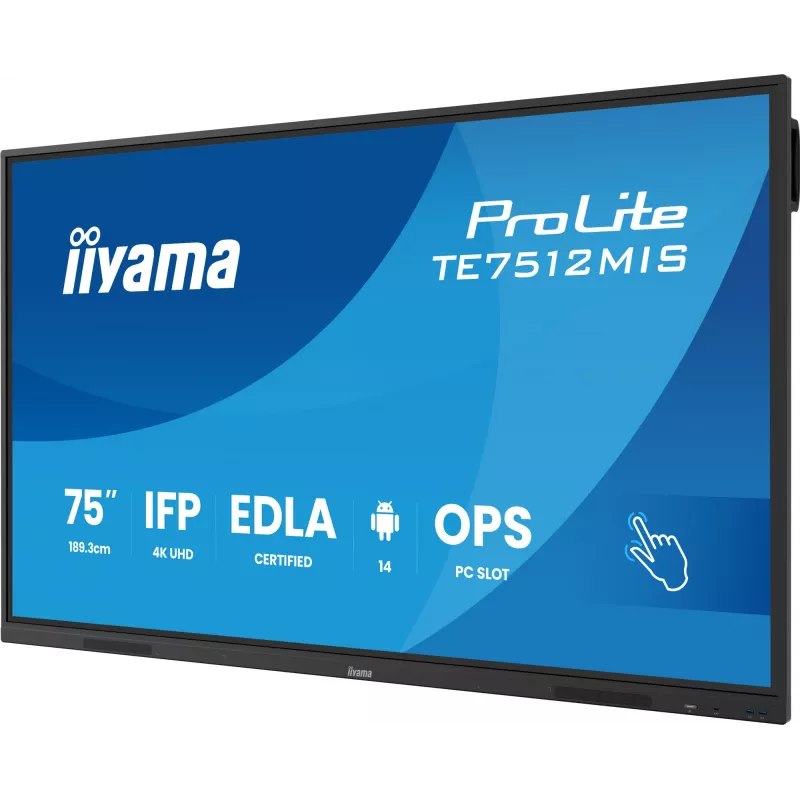iiyama TE7512MIS-B4AG Signage Display Kiosk dizainas 190,5 cm (75 col.) LCD Wi-Fi 400 cd/m² 4K Ultra HD Juoda Liečiamas ekranas Įmontuotas procesorius Android 24/7