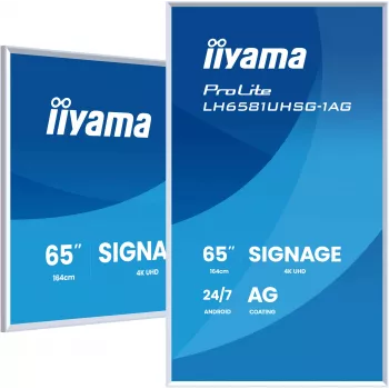 iiyama LH6581UHSG-1AG reklaminis ekranas Skaitmeninės iškabos plokščia panelė 163,8 cm (64,5 colio) Wi-Fi 500 cd/m² 4K Ultra HD Balta Integruotas procesorius Android 24/7