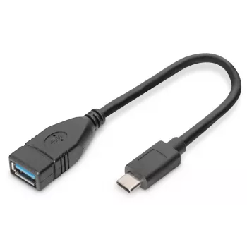 DIGITUS USB Type-C adapterio laidas, OTG, type C - A M/F, 15cm Super Speed juodas