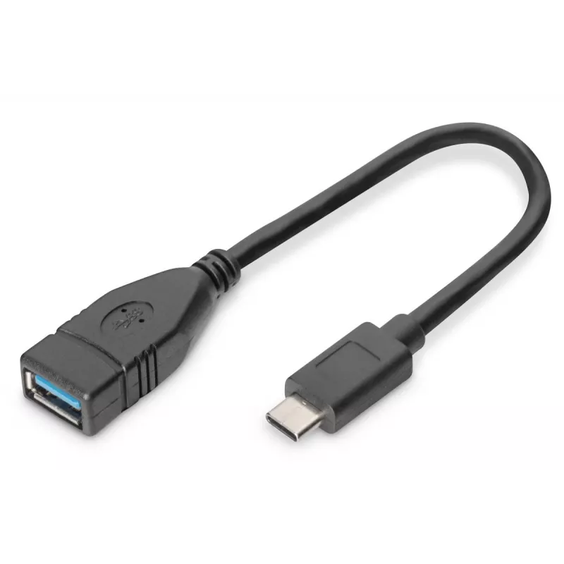 DIGITUS USB Type-C adapterio laidas, OTG, type C - A M/F, 15cm Super Speed juodas