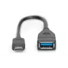 DIGITUS USB Type-C adapterio laidas, OTG, type C - A M/F, 15cm Super Speed juodas