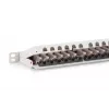 DIGITUS skydinis pultas CAT6A EA ekranuotas, 24 prievadų RJ45 dulkių dangteliai, 8P8C, 0,5U, pilka RAL 7035