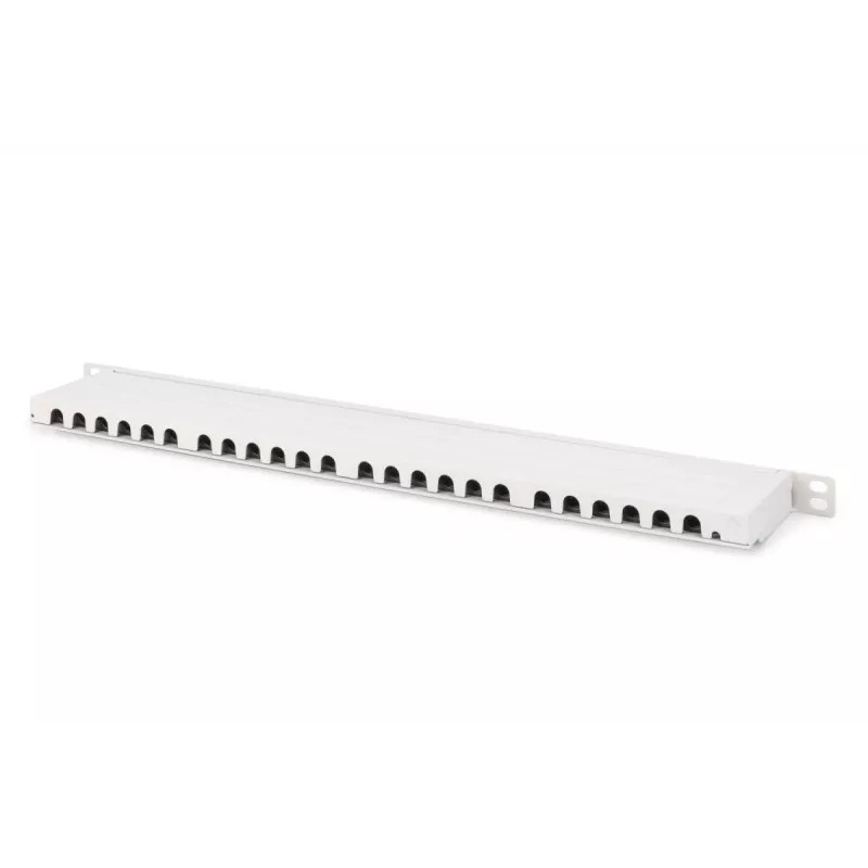 DIGITUS skydinis pultas CAT6A EA ekranuotas, 24 prievadų RJ45 dulkių dangteliai, 8P8C, 0,5U, pilka RAL 7035