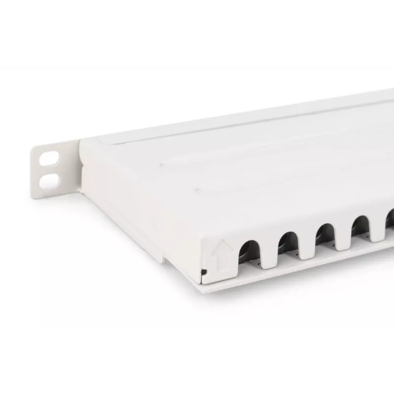 DIGITUS skydinis pultas CAT6A EA ekranuotas, 24 prievadų RJ45 dulkių dangteliai, 8P8C, 0,5U, pilka RAL 7035