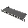 DIGITUS CAT6A pataisų skydas, ekranuotas, 12 prievadų 1/2U, 10 colių montavimas ant stovo, juoda RAL 9005