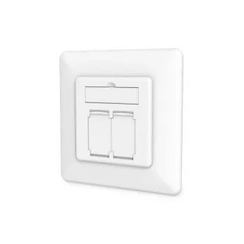 DIGITUS CAT6A EA klasė tinklo kištukinis lizdas, ekranuotas 2x RJ45, LSA, balta, įleidžiamas montavimas, 8 krypčių