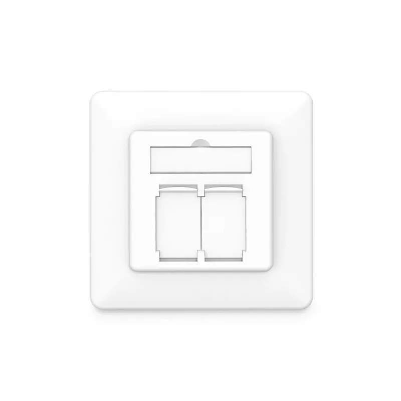 DIGITUS CAT6A EA klasė tinklo kištukinis lizdas, ekranuotas 2x RJ45, LSA, balta, įleidžiamas montavimas, 8 krypčių