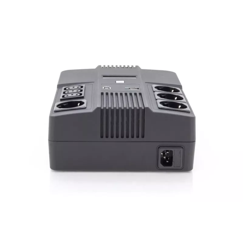 DIGITUS ALLINONE UPS 800VA/480W LED 12V 9AH 4XCEE 7/7 3XIEC C13 USB RJ45