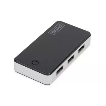 DIGITUS USB-hub 4 prievadų USB3.0 išorinis, juodas, fortepijono blizgesio