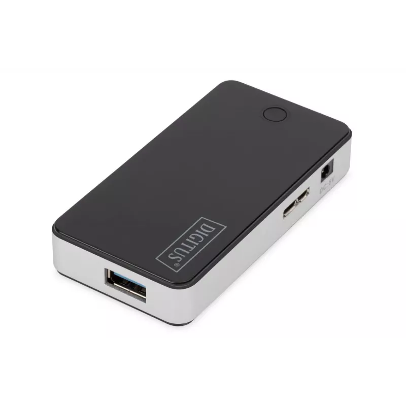 DIGITUS USB-hub 4 prievadų USB3.0 išorinis, juodas, fortepijono blizgesio