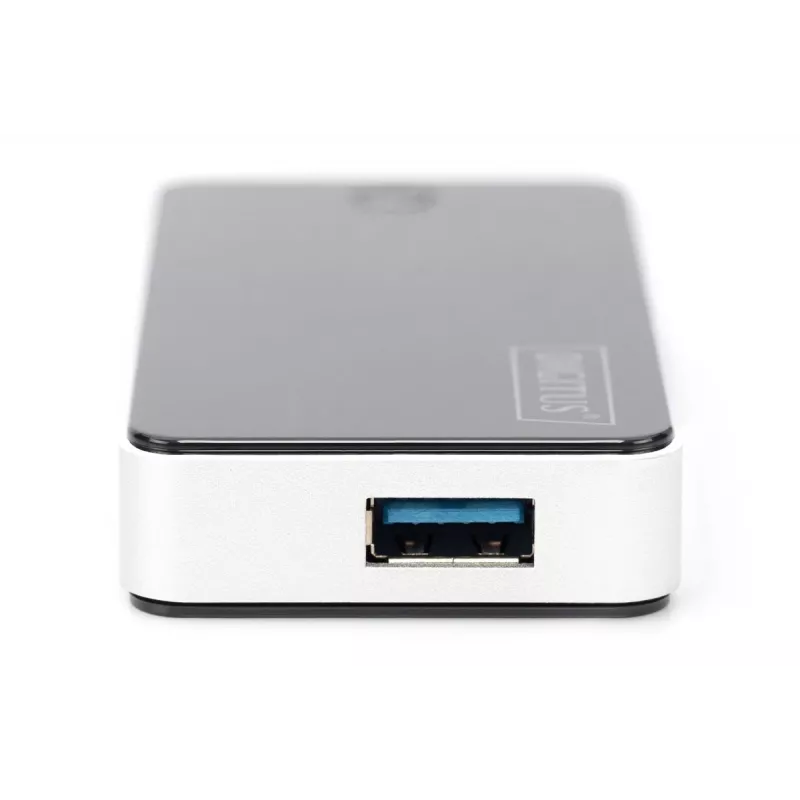 DIGITUS USB-hub 4 prievadų USB3.0 išorinis, juodas, fortepijono blizgesio