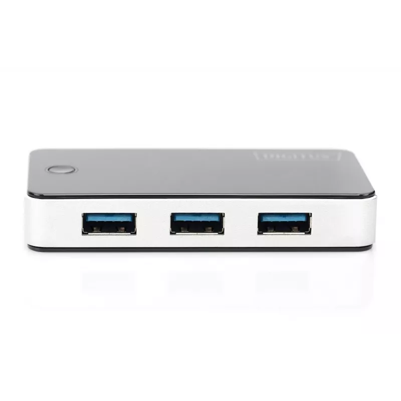DIGITUS USB-hub 4 prievadų USB3.0 išorinis, juodas, fortepijono blizgesio