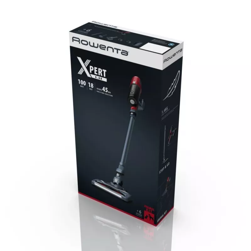 Rowenta RH6878 2-in-1 stick vacuum baterija Dry Cyclonic Bagless 0.55 L Red, Pilka