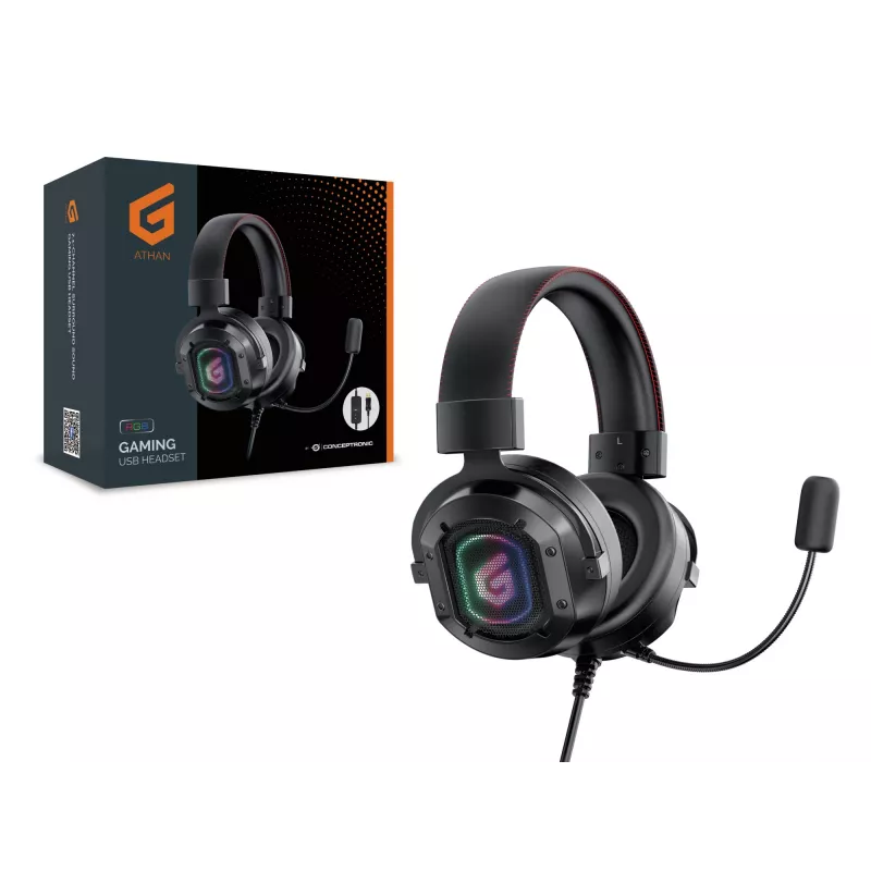Conceptronic ATHAN 7.1 kanalų erdvinio garso žaidimų USB ausinės