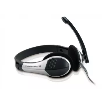 Conceptronic visapusiškos stereofoninės ausinės, laidinės, 20–22000 Hz, biurui/skambučių centrui, 111 g, ausinės, juoda, sidabrinė