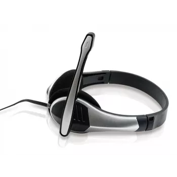 Conceptronic visapusiškos stereofoninės ausinės, laidinės, 20–22000 Hz, biurui/skambučių centrui, 111 g, ausinės, juoda, sidabrinė