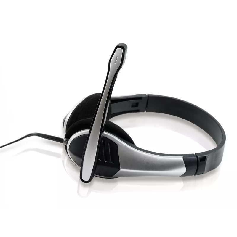 Conceptronic visapusiškos stereofoninės ausinės, laidinės, 20–22000 Hz, biurui/skambučių centrui, 111 g, ausinės, juoda, sidabrinė