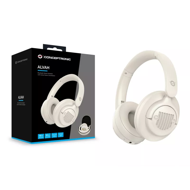 Conceptronic ALVAH02C belaidės Bluetooth stereofoninės ausinės su aktyviu triukšmo slopinimu