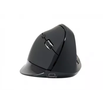 Conceptronic LORCAN ERGO 6 mygtukų ergonominė Bluetooth pelė, dešiniarankiams, vertikalus dizainas, optinė, Bluetooth, 1600 DPI, juoda