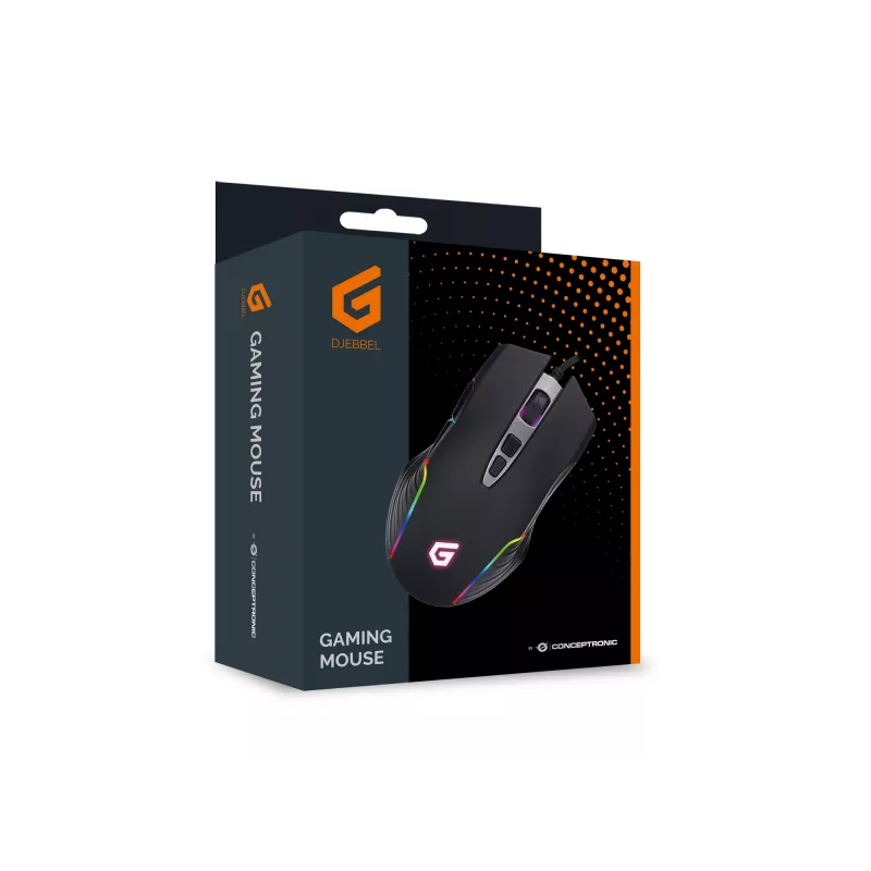 Conceptronic 7D žaidimų USB pelė, 7200 DPI, dešiniarankė, optinė, USB Type-A, 7200 DPI, juoda