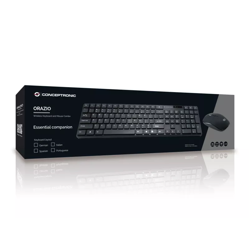 Conceptronic ORAZIO01DE klaviatūra Pridedama pelė Namams RF belaidė QWERTZ vokiečių k. juoda