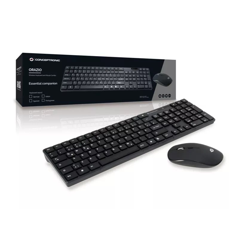 Conceptronic ORAZIO01DE klaviatūra Pridedama pelė Namams RF belaidė QWERTZ vokiečių k. juoda