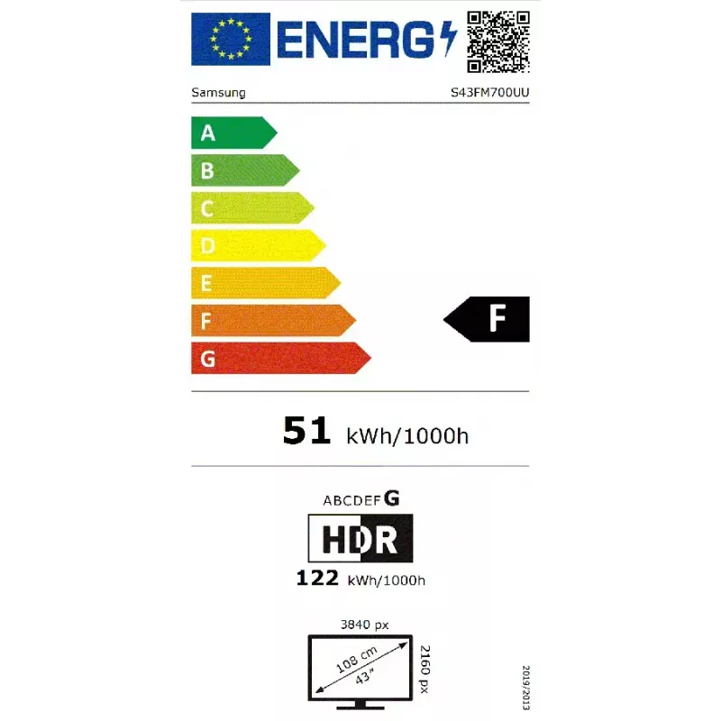 Samsung M7 M70F kompiuterio monitorius 109,2 cm (43 coliai) 3840 x 2160 pikselių 4K Ultra HD LCD juodas