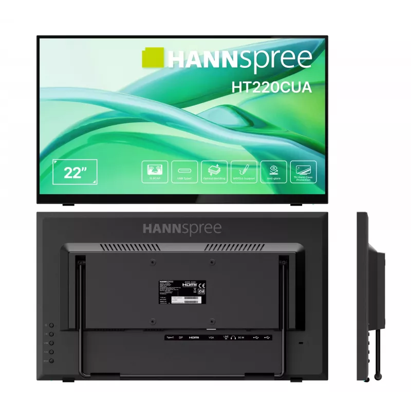 Hannspree HT220CUA kompiuterio monitorius 54,5 cm (21,4 colio) 1920 x 1080 pikselių Full HD LED jutiklinis juodas