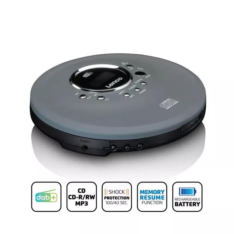 Asmeninis CD grotuvas Lenco CD-400GY Antracitas MP3 palaikymas Atsparus smūgiams 40 s
