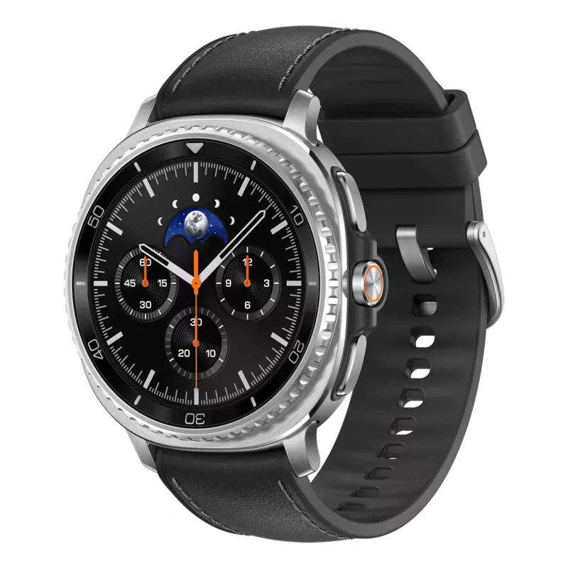 Samsung Galaxy Watch8 Classic 46mm juodas Bluetooth/Wi-Fi hibridinis ekologiškas odinis dirželis S/M/L (SM-L500NZKADBT)