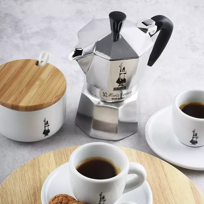 Moka puodas BIALETTI Moka Express 0,2 L aliuminis juodas — 3 puodeliai (200 ml), ne indukcijai