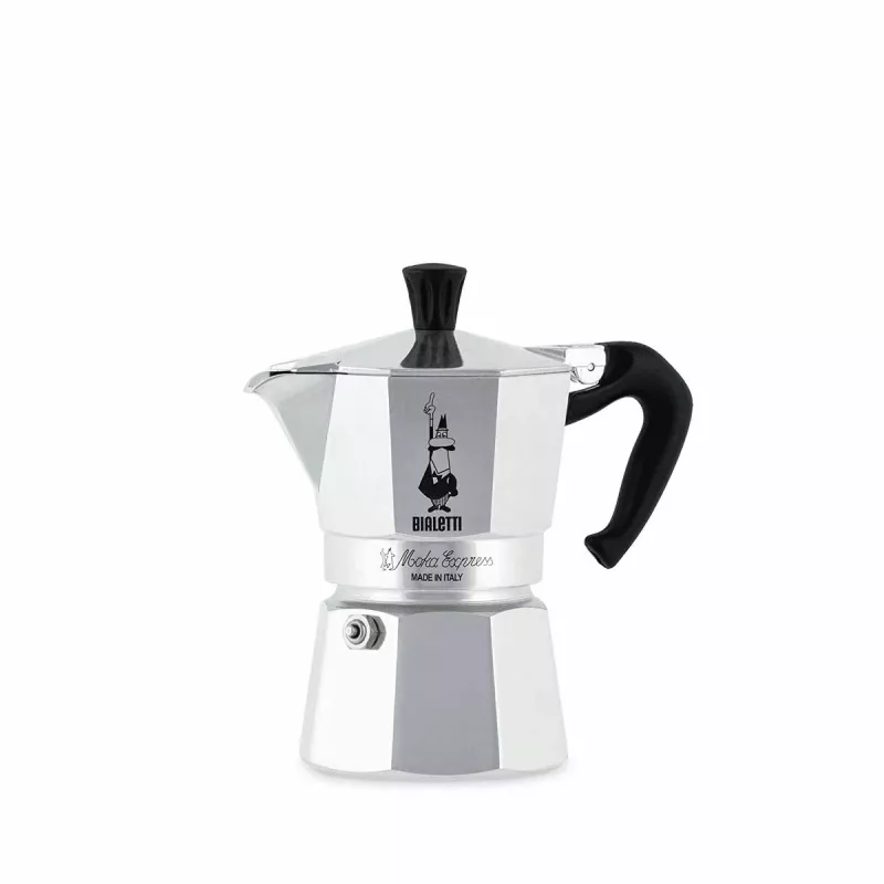 Moka puodas BIALETTI Moka Express 0,2 L aliuminis juodas — 3 puodeliai (200 ml), ne indukcijai