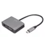DIGITUS USB-C - mini DP + VGA adapteris, 20 cm 4K/30Hz, sidabrinis, aliuminio korpusas