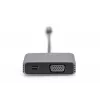 DIGITUS USB-C - mini DP + VGA adapteris, 20 cm 4K/30Hz, sidabrinis, aliuminio korpusas