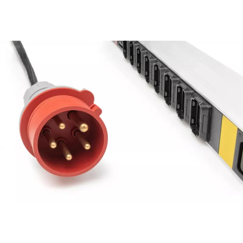 DIGITUS IT BASIC PDU. 3PH. 16A. 24 x C13. 3 x C19 Vertikalus. 3 m laidas. IEC309 3Ph-16A kištukas