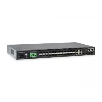 LevelOne KILBY 28 prievadų L3 Lite valdomas gigabitas šviesolaidinis komutatorius, 4 x 10GbE SFP+, 4 x gigabito SFP/RJ45 kombinuoti prievadai